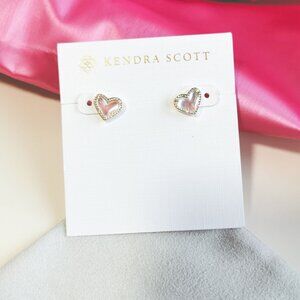 Kendra Scott Gold Ari Heart Stud Earrings Dichroic Glass